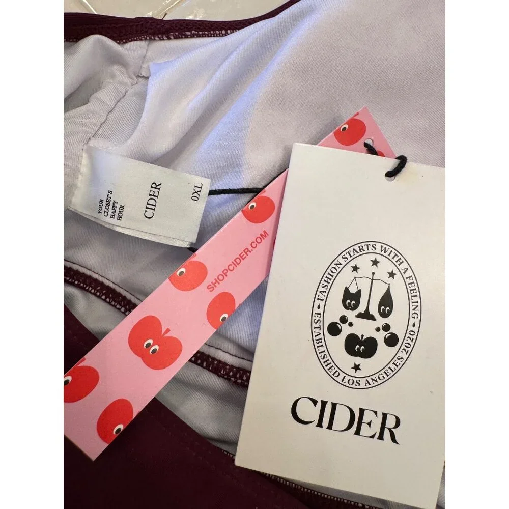 Cider 0XL Halter Swim Top NWT Burgundy Wine Padded